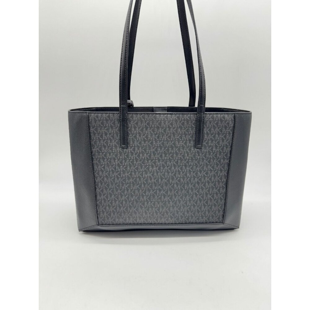MICHAEL KORS Sallie monogram logo East West women's large tote - Black & Silver - Picture 8 of 11